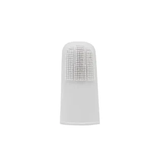 White silicone pet finger toothbrush main image, soft cleaning bristles for daily dog dental care.
