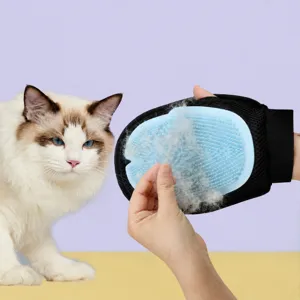 Guante de aseo para mascotas y cepillo de masajes de silicona para perros y gatos.