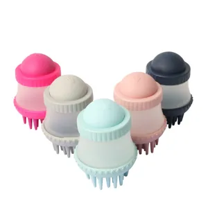 Silicone pet bath brush, dog shampoo massage comb with liquid container, multi-color pet grooming tool