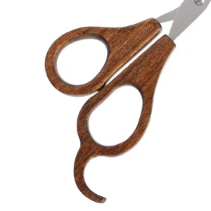 Wooden handle pet nail clipper and grooming scissors for cats and dogs, portable tool.