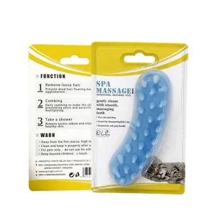 Pet bath brush silicone dog cat massage grooming tool for removing loose hair and easy cleaning.