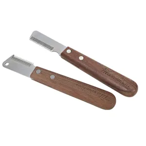 Professionelles Hunde Trimmmesser und Unterwolle Kamm für Terrier und Schnauzer, Holzgriff.