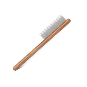 Peigne de toilettage professionnel pour animaux en bois, idéal pour chats et chiens et anti-puces.