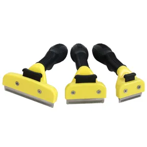 Set of 3 pet shedding combs, professional undercoat rakes for dogs and cats grooming tools.