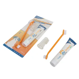 Haustier Zahnbürste und Zahnpasta Set, Doppel-Kopf Zahnbürste, Fingerzahnbürste für Hunde.