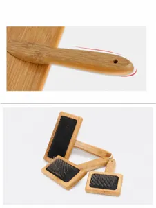 Bamboo Handle Pet Slicker Brush for Cats and Dogs Grooming Tool with Fine Wire Pins
