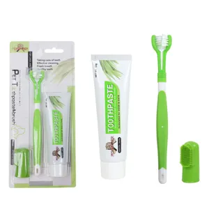Pet dog cat toothpaste and toothbrush set 95g pet oral cleaning care tool kit teeth