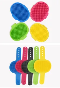 Brosse de bain en silicone pour animaux, gant de massage et toilettage avec sangle réglable.