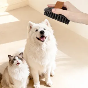 Handheld Pet Bath Brush Soft TPR Bristles Dog Cat Grooming Massage Brush Shedding Hair Removal Tool Pet Cleaning Supplies
