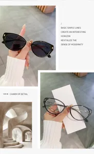 Chic small frame cat eye sunglasses for women, stylish metal temple sun glasses outdoor uv