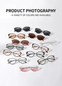 Stylish cat-eye glasses featuring multiple vibrant color options and gradient lenses for daily wear.