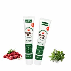 Pet toothpaste for dogs and cats with beef and vanilla flavors, pet oral care cleaning supplies.