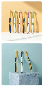 Pet toothbrush detail view, soft nano bristles and sponge heads for cats and dogs oral clean.