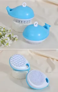 Spazzola da bagno per animali forma balena cane gatto doccia dettaglio blu silicone