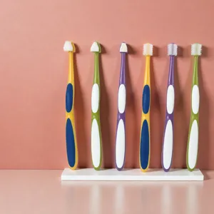 Pet Toothbrush Soft Micro Nano Bristles Dog Cat Oral Cleaning Tooth Brush 360 Degree and Triangle Head Pet Grooming Supplies