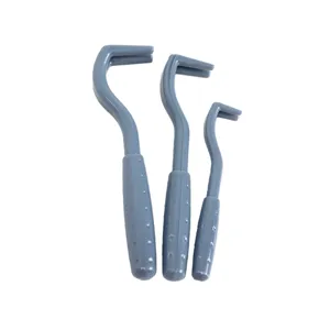 Professional pet tick remover tool set, 3 pieces gray flea hooks for safe cat and dog grooming.