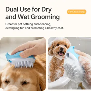 Spazzola da bagno per animali, pettine da massaggio in silicone per cani e gatti, toelettatura.
