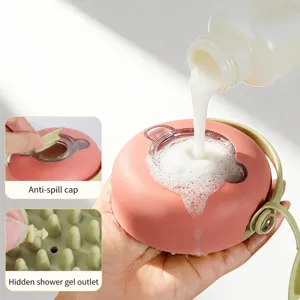 Pet bath massage brush with soap dispenser, silicone grooming brush for dogs cats