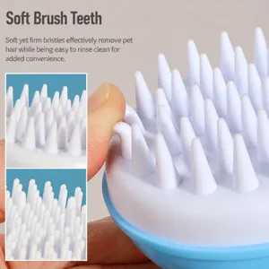 Spazzola da bagno per animali con setole in silicone morbido, design pesce palla per cani e gatti.