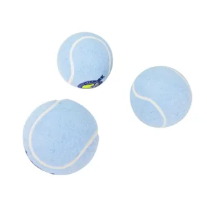 Durable blue elastic tennis balls for dogs pet interactive chew toys training supplies 3pcs