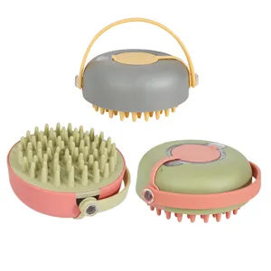 Pet bath massage brush, silicone dog shampoo dispenser brush, soft bristle puppy grooming tool