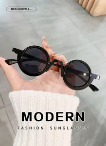 Schwarze runde Sonnenbrille für Damen und Herren Retro Vintage Mode Kreis Sonnenbrillen