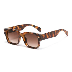 Modische quadratische Schildpatt-Sonnenbrille mit braunen Gläsern für den Sommer.