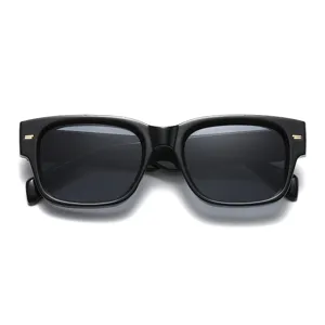 Klassische schwarze quadratische Sonnenbrille für Damen und Herren, stilvoller UV-Schutz.