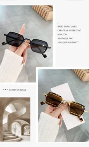 Modische Retro Rechteckige Sonnenbrille mit Metallrahmen für Streetwear und Alttagsmode.