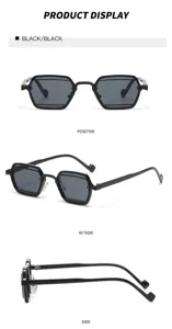 Stylische kleine polygonale schwarze Sonnenbrille fur Damen und Herren trendige Streetwear