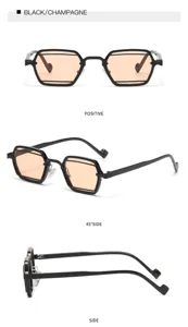 Stylische kleine Sonnenbrille mit schwarzem Gestell und champagnerfarbenen Gläsern.