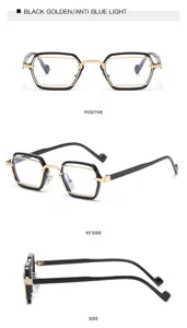 Schwarz-goldene geometrische Blaulichtfilter Brille fur modischen Alltag und Streetstyle