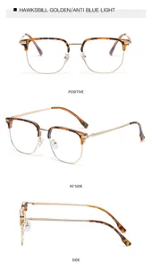 Klassische quadratische Blaulichtfilter Brille mit Metall Halbrand optischem Gestell Detail