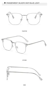 Transparente silberne Halbgestell Blaulichtfilter Brille Detailansicht von vorne.
