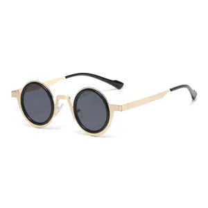 Retrostarke kleine runde Metallsonnenbrille fuer Damen und Herren, modische Sonnenbrille.