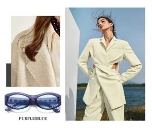 Elegante violette Sonnenbrille mit Kunststoffrahmen und modischem Streetstyle-Design.