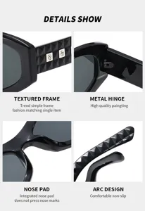 Modische schwarze Kunststoff-Sonnenbrille mit strukturierter Fassung und Nasenpolster.