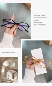 Retro oval anti-blue light glasses, stylish nerd optical frame for daily wear and fashion.