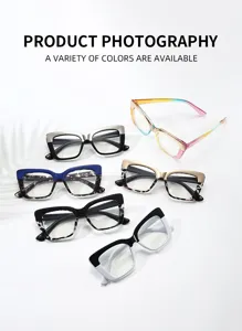 Stylish cat eye blue light blocking glasses for women, fashion trend optical frames, multi-color.