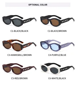Stylische Damen Sonnenbrille mit Kunststoffrahmen und modischen Rautenmustern an den Bügeln.