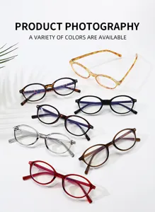 Retro oval blue light blocking glasses with multiple frame colors for men and women daily.