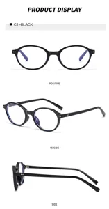 Vintage round blue light blocking glasses for men and women stylish black optical frame