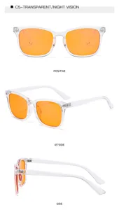 Lunettes de soleil carrées monture transparente verres orange vision nocturne accessoire mode