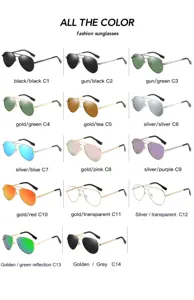 Klassische Piloten-Sonnenbrille aus Metall mit bunten Gläsern und stilvollem Doppelsteg-Rahmen.