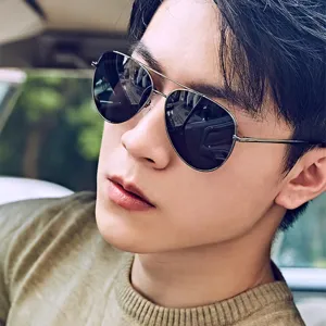 Herren Metall Aviator Sonnenbrille polarisiert mit großem Rahmen für Herren Alltag.