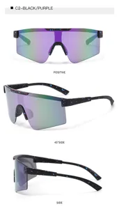 Kids cycling sunglasses sports outdoor sun glasses large frame colorful shield purple lens