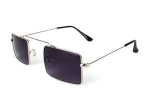 Gafas de sol vintage steampunk cuadradas con montura metálica y lentes oscuras, vista detallada.