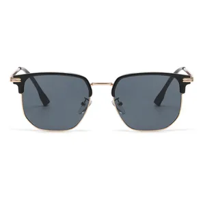 Retro Quadratische Sonnenbrille mit Metall Halbgestell, modische Vintage Brille fur Damen