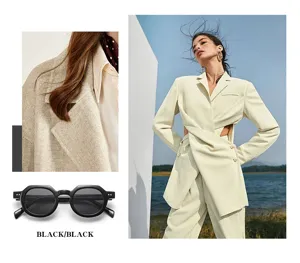 Modieuze kleine zonnebril met montuur voor dames en heren, trendy vintage stijl kunststof.