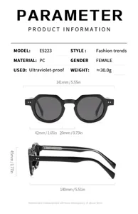 Dames kleine zonnebril UV-bescherming PC materiaal retro geometrische mode bril E5223